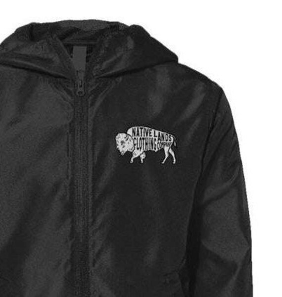 Youth Bison Windbreaker Jacket Embroidered First Nations