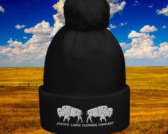 Bisons Pom Pom Beanie - Honoring First Nations, Inuit, Native American Indigenous Cultures