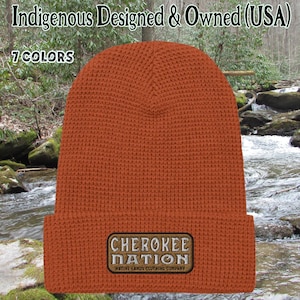 Cherokee Nation Embroidered Waffle Beanie - Honoring First Nations, Inuit, Native American Indigenous Cultures