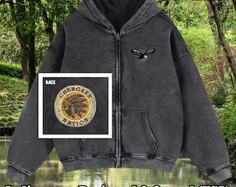Cherokee Nation Eagle Fleece Zipper Hoodie (front/back) - Honoring First Nations, Inuit, Native American Indigenous Cultures