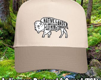 Bison Five Panel Embroidered Snapback Hat - Honoring First Nations, Inuit, Native American Indigenous Cultures