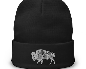 Bison Embroidered Beanie - Honoring First Nations, Inuit, Native American Indigenous Cultures