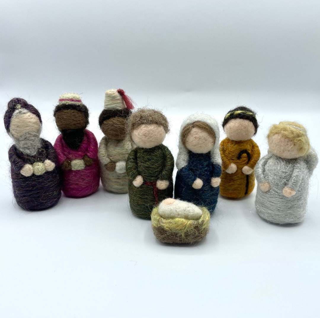 Handmade Needle Felted Nativity Set 8 Piece Felt Nativity Etsy