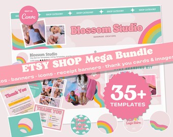 Boho Floral Etsy Shop Kit: Branding Templates for Canva (Digital Download)