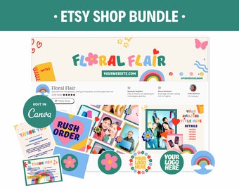 Floral Etsy Shop Kit: Editable Branding Templates for Canva (Digital Download)