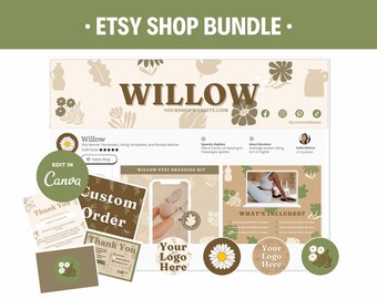 Etsy Shop Branding Kit: Earthy Boho Canva Templates (Digital Download