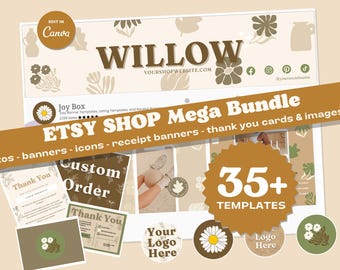 Etsy Shop Branding Kit: Earthy Boho Canva Templates (Digital Download