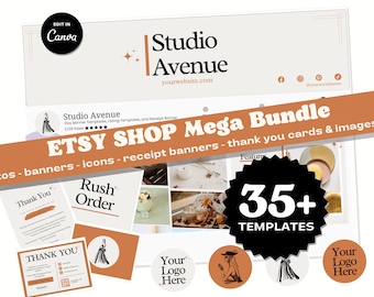 Etsy Shop Branding Kit: Editable Canva Templates, Listing Mockups (Digital Download)