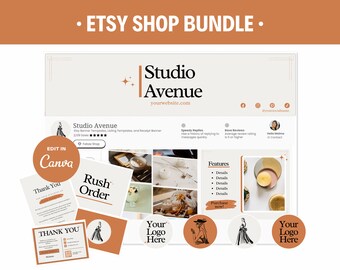 Etsy Shop Branding Kit: Editable Canva Templates, Listing Mockups (Digital Download)