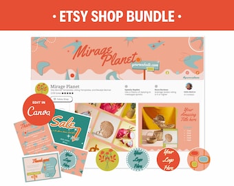 Retro Etsy Shop Kit: Mid-Century Modern Canva Branding (Digital Download