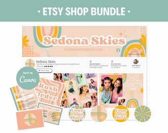 Boho Etsy Shop Kit: Editable Canva Branding Templates (Digital Download