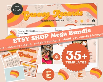 Retro Etsy Shop Kit: Editable Canva Branding Templates (Digital Download