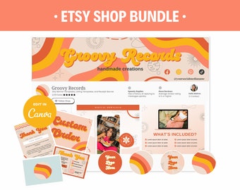 Retro Etsy Shop Kit: Editable Canva Branding Templates (Digital Download