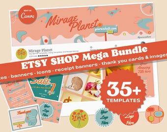 Retro Etsy Shop Kit: Mid-Century Modern Canva Branding (Digital Download