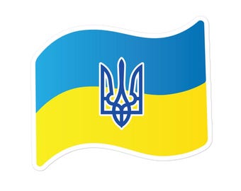 Bubble-Free Stickers | Ukrainian Flag & Tryzub Design | Support Ukraine Sticker