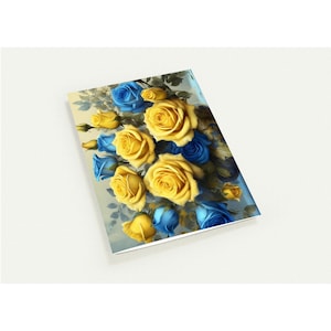 Confezione da 10 biglietti di auguri – Rose blu e gialle / Design patriottico ucraino / Biglietti vuoti per ogni occasione (USA e Canada)