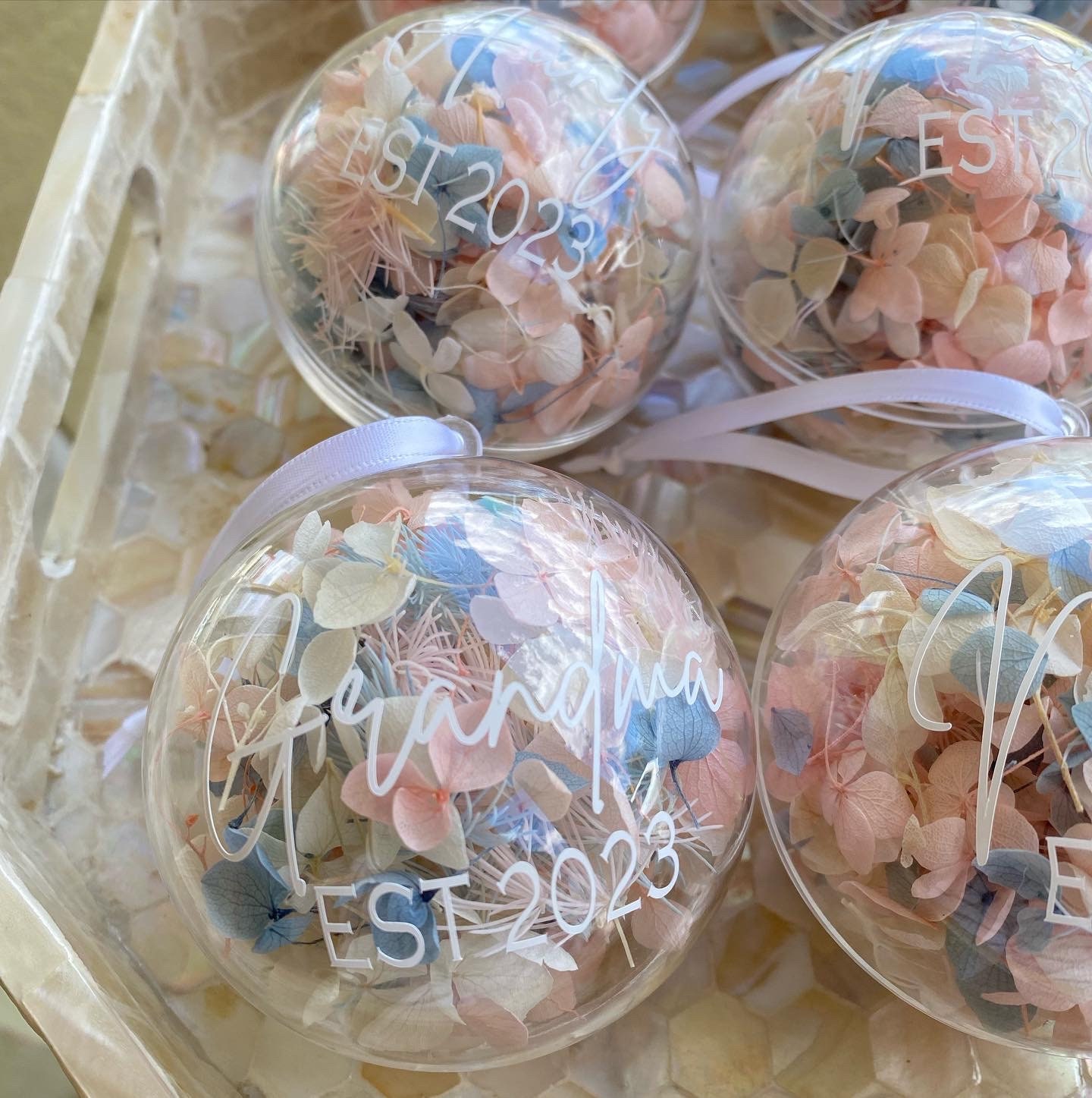 Personalised Dried Flower Christmas Ornament/bauble Etsy Australia