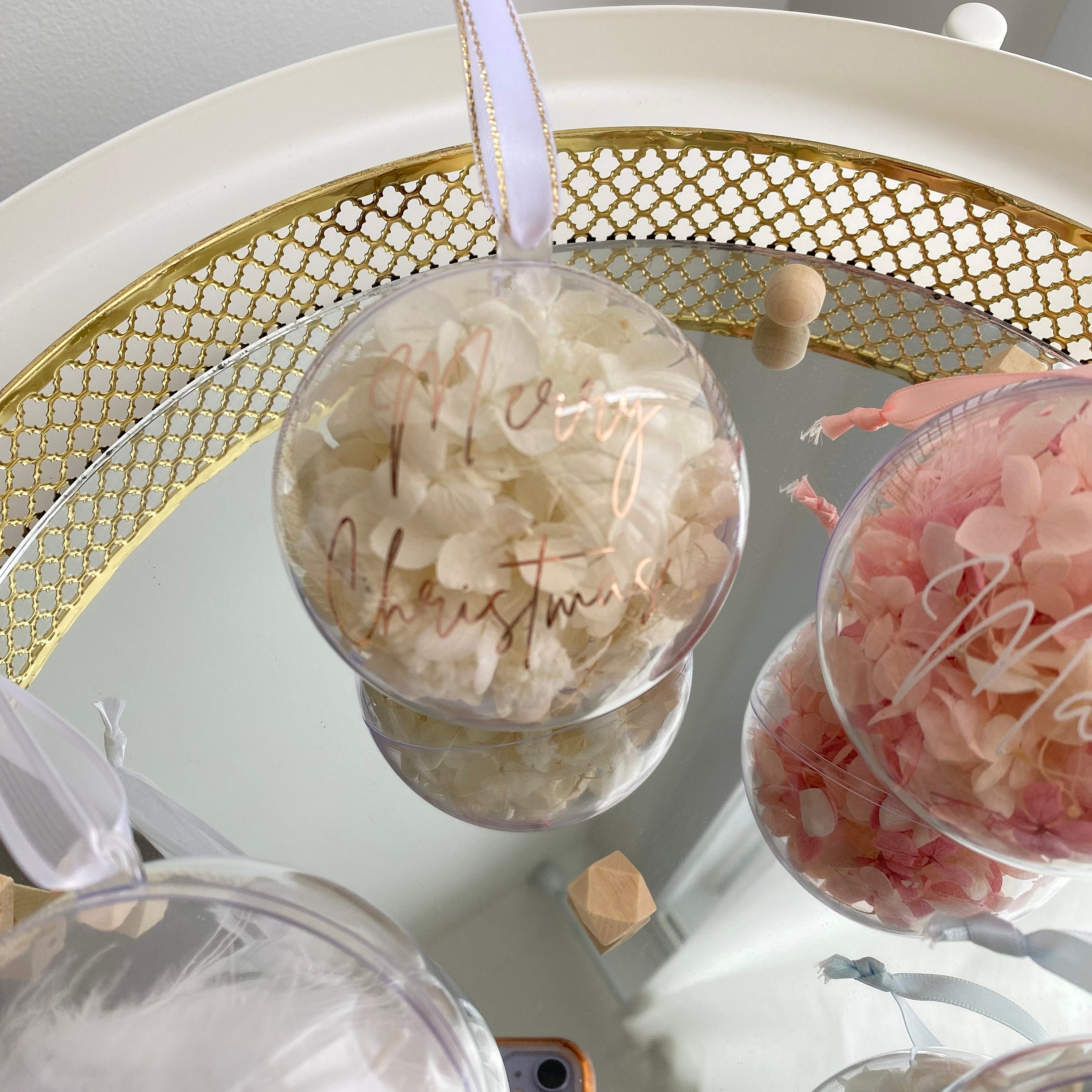 Personalised Dried Flower Christmas Ornament/bauble Etsy Australia