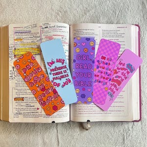 Colorful Bible Bookmarks | Bible Study Accessory | 5-piece Bookmarks | Girly Bible Bookmarks | Bible Verse Bookmarks | Double Sided Bookmark