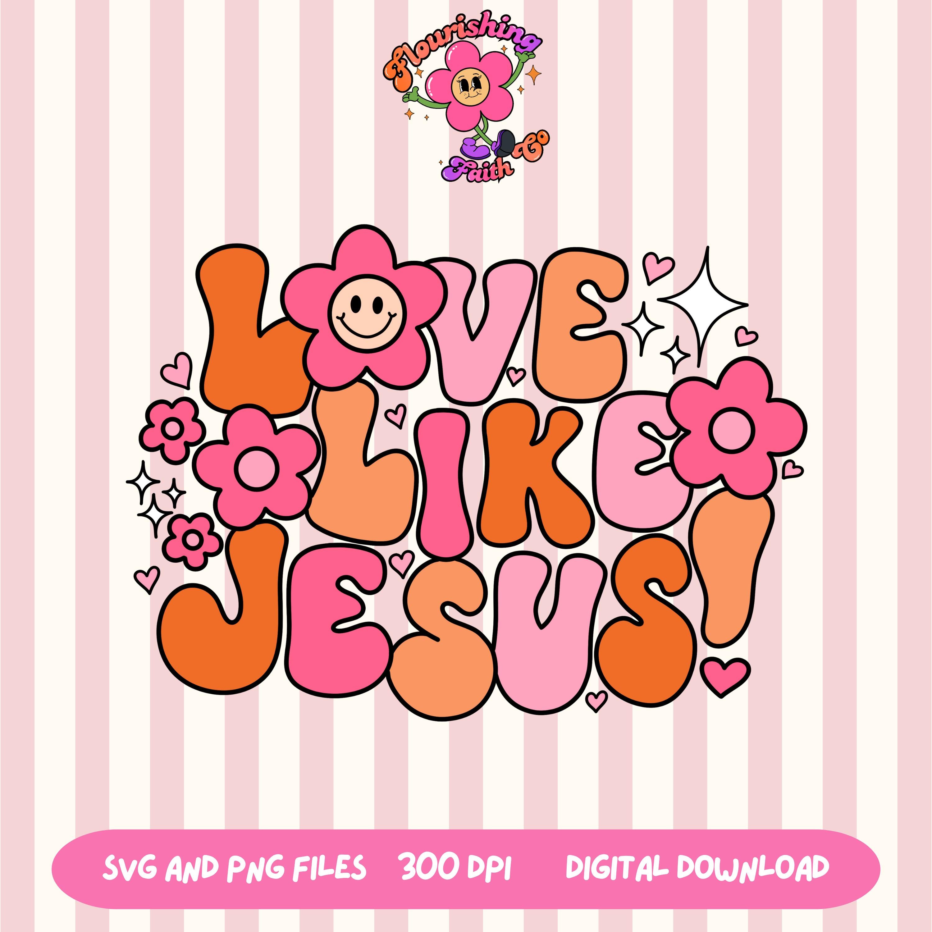 Love Like Jesus Clipart PNG, SVG | Christian Quote Clipart File for Cricut Silhouette Crafts | Smiley Face Jesus Clipart
