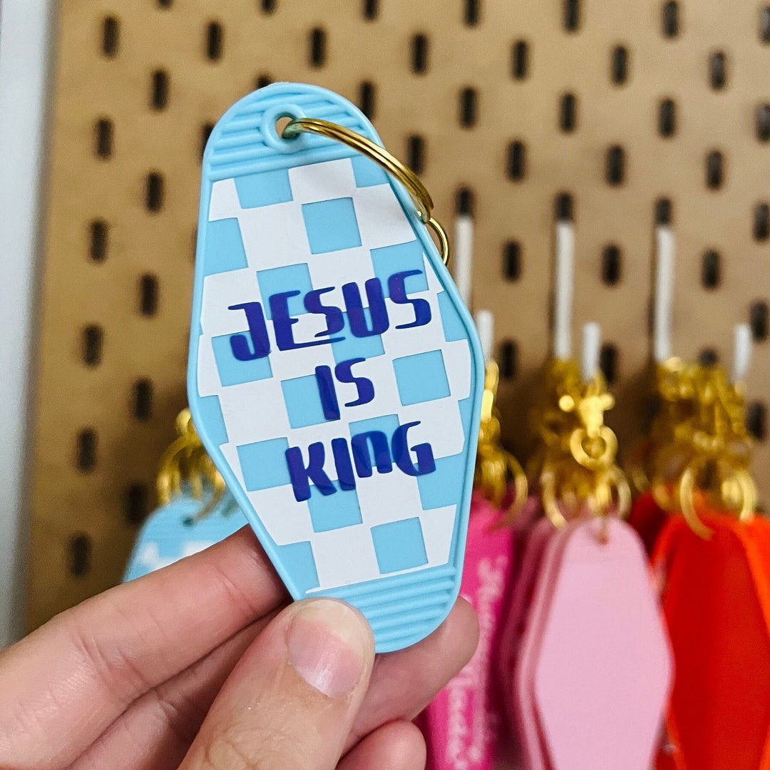 Jesus is King Keychain Motel Keychain Christian Keychain Etsy