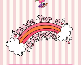 Hand-Drawn Christian Rainbow PNG, SVG | Made for a Purpose Clipart | Pink and Orange Christian Clipart | Christian Digital Art