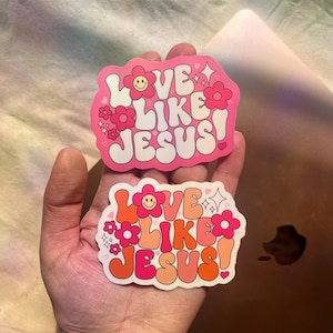 Love Like Jesus Sticker | Christian Stickers | Pink Sticker | Orange Sticker | Smiley Daisy Sticker | Christian Girl’s Sticker