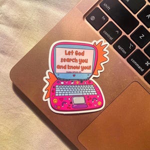 Psalm 139 Sticker | Search Me and Know Me God | Christian Computer Sticker | Bible Verse Sticker | Girly Christian Sticker