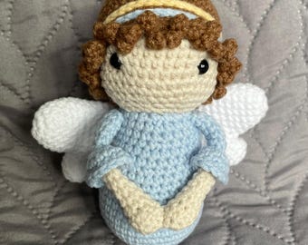 Decoración de ángel a crochet, decoración navideña, ángel amigurumi