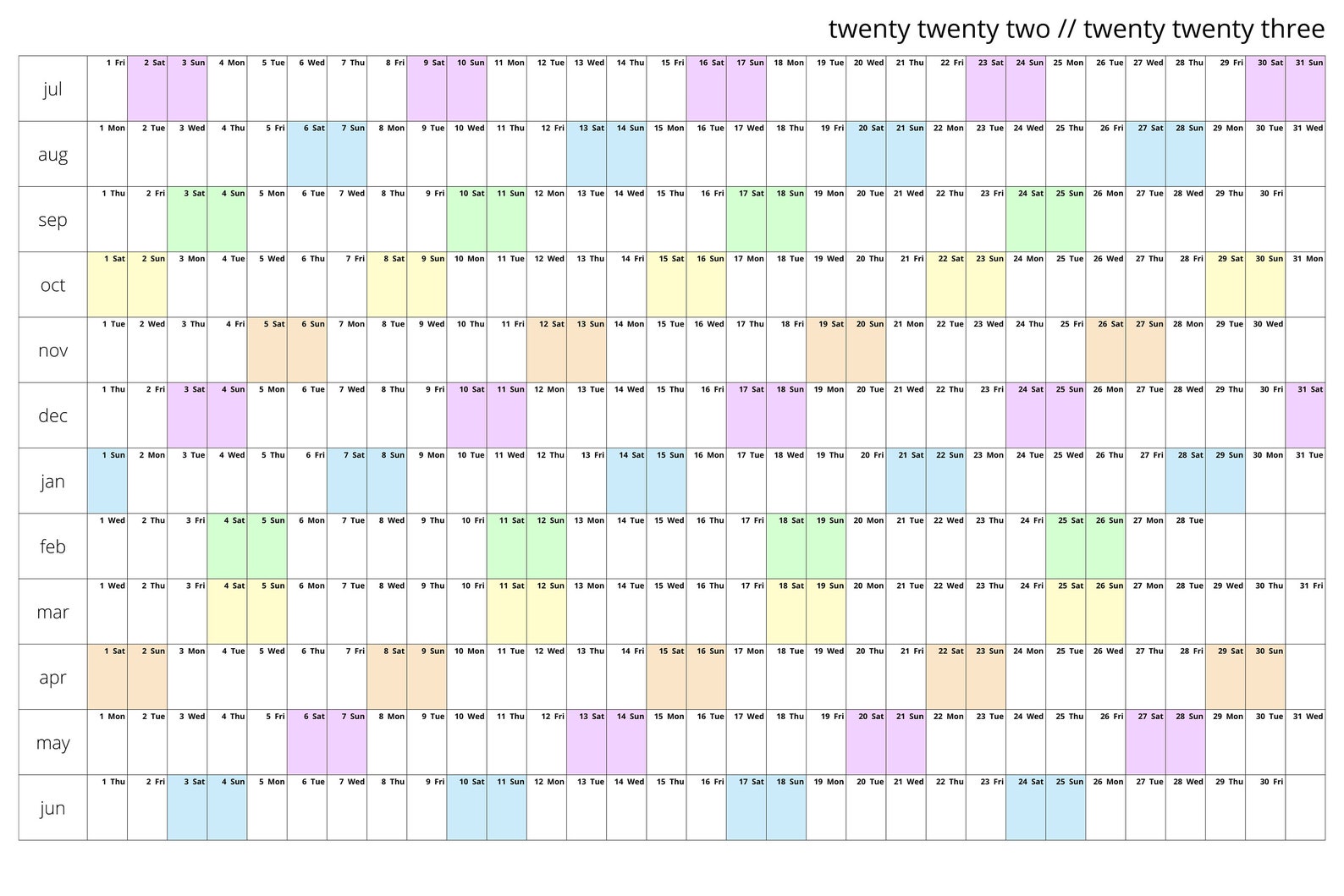 Printable 202223 Financial Year Calendar Digital Wall Etsy Australia