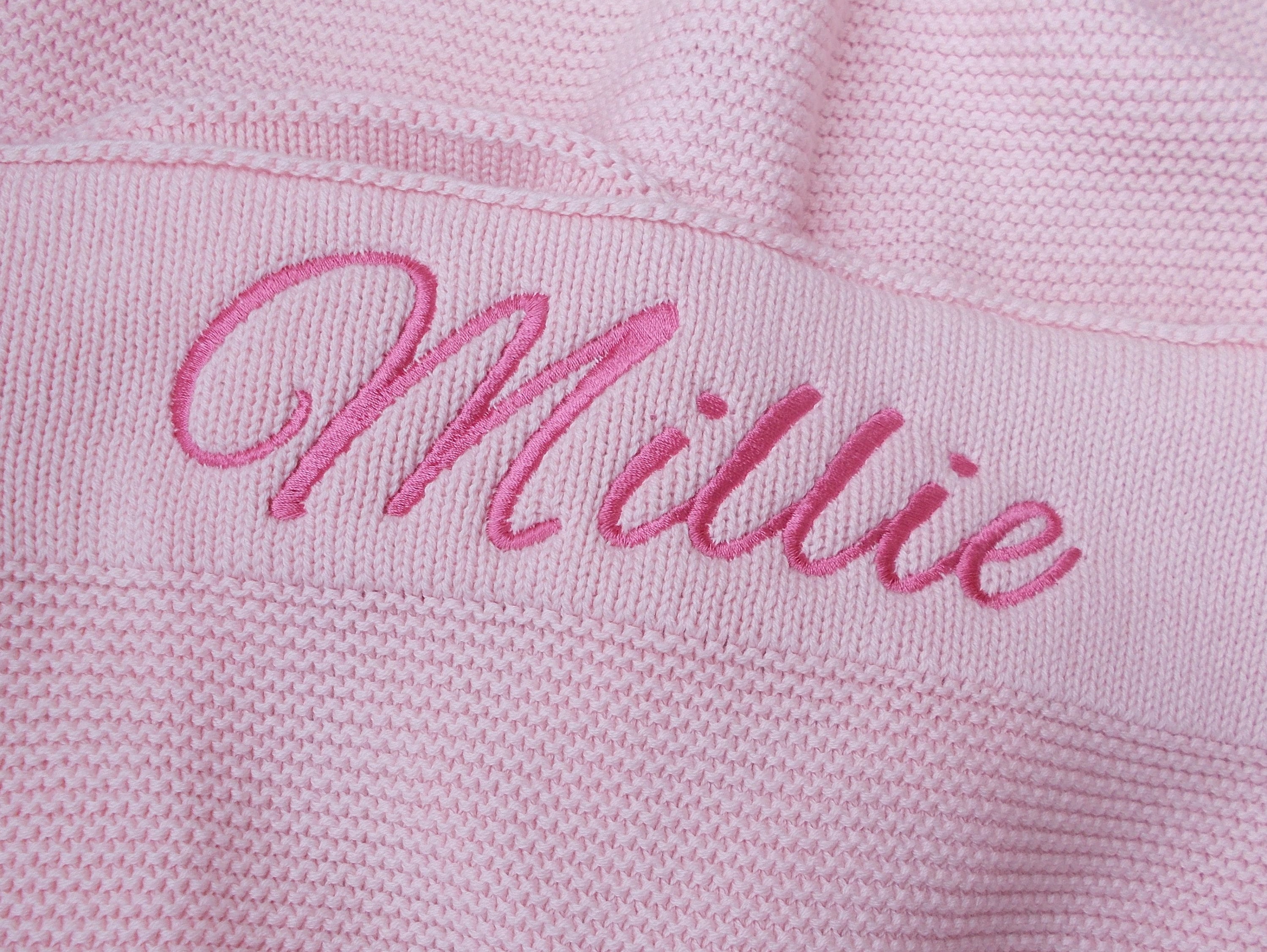 Personalised Knitted Baby Blanket Personalized Embroidered Etsy Australia