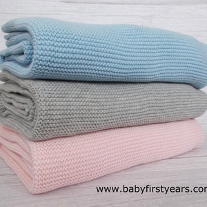 Personalised Knitted Baby Blanket Personalized Embroidered Name Newborn Baby Gift Present for Baby Shower image 3