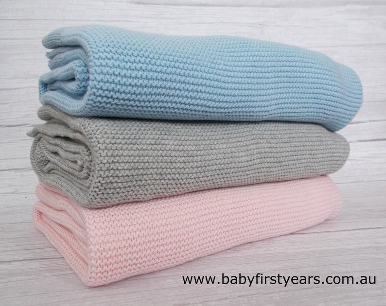 Personalised Knitted Baby Blanket Personalized Embroidered Name Newborn Baby Gift Present for Baby Shower image 3