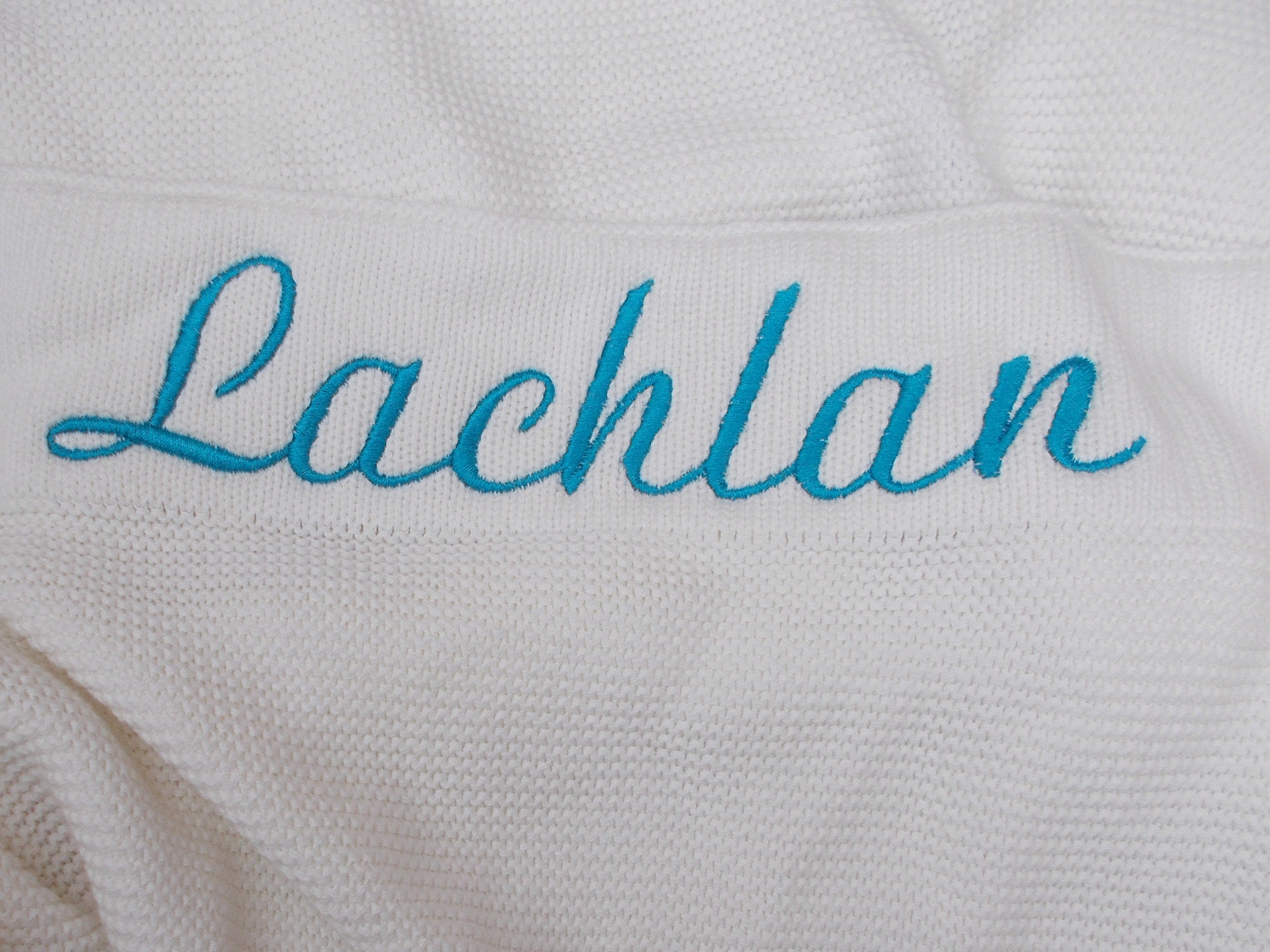 Personalised Knitted Baby Blanket Personalized Embroidered Etsy Australia