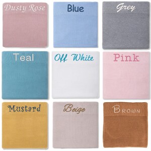 Personalised Knitted Baby Blanket Personalized Embroidered Name Newborn Baby Gift Present for Baby Shower image 5