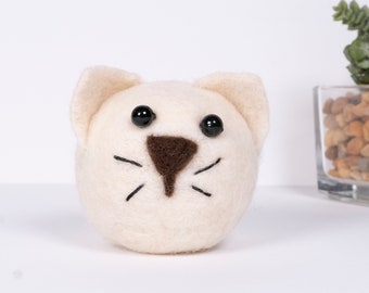 Felted Cat, Handmade Felted Kitten Ornament, Made with Alpaca Wool