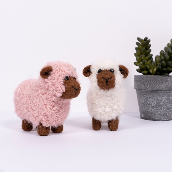 Needle Felted Sheep Figurines, Handmade Felted Ornament, Made with Alpaca Wool