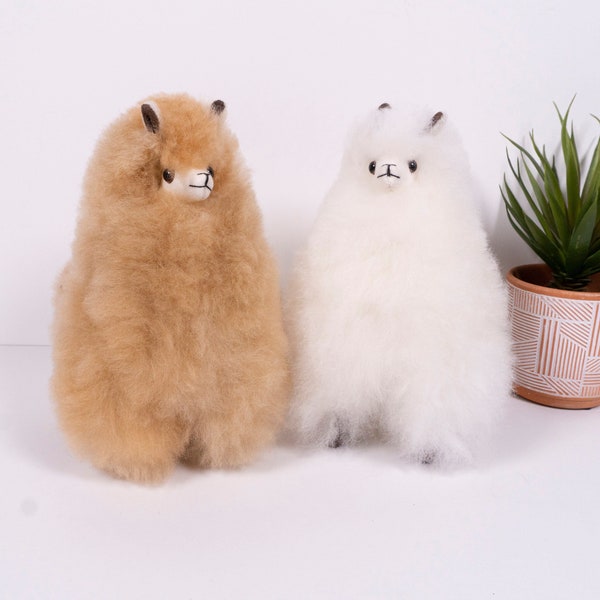 Handmade Llama Plush , Made with Alpaca Fur