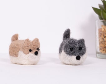 Mini Needle Felted Dog Ornament | Handmade Felted Puppy Ornament, Made with Alpaca Wool