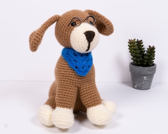 Crochet Puppy with Glasses| Amigurumi Dog Plush Doll