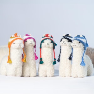 Needle Felted Alpaca Figurines Chullo Hat, Handmade Felted Ornament, Made with Alpaca Wool