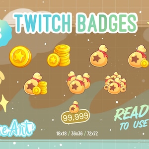Twitch Sub/Bit Badges &quot;Bell Pack&quot; - ACNH - Bayas - Streamer - Gamer - Money