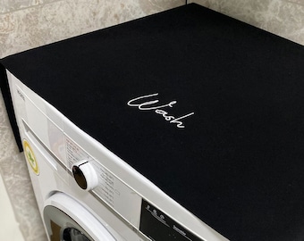 Embroidered Black Washing Machine Cover Organizer Cover