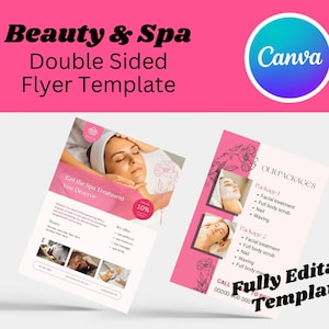 Plantilla de volante de belleza y spa - Plantillas de volante Canva editable - Conocimiento de marca de folleto digital