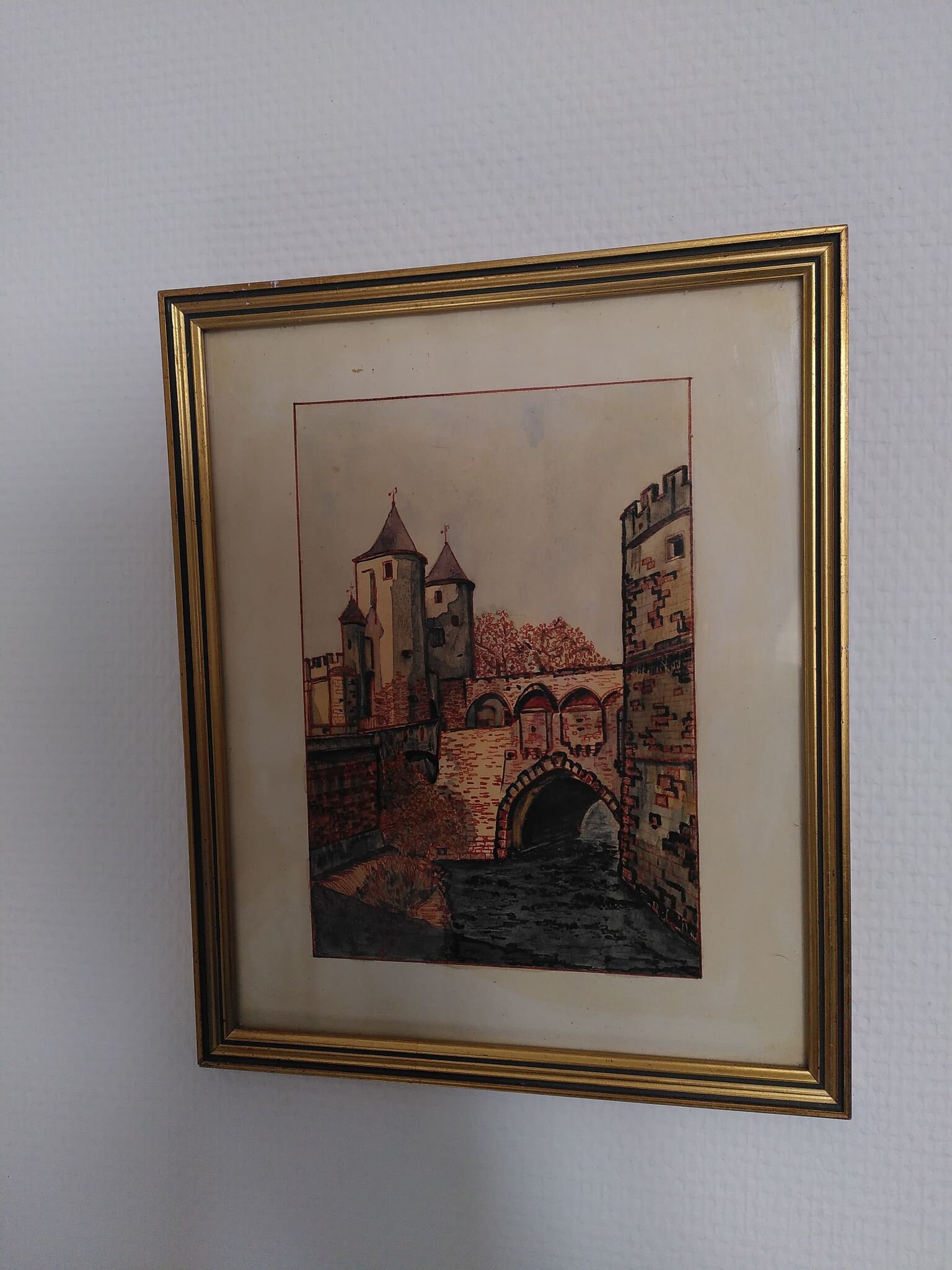 Ancienne Aquarelle Porte Des Allemands Metz