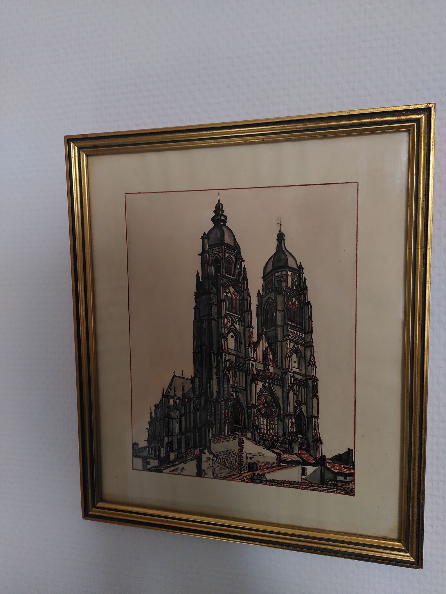 Aquarelle Ancienne Basilique de Saint-Nicolas-De-Port