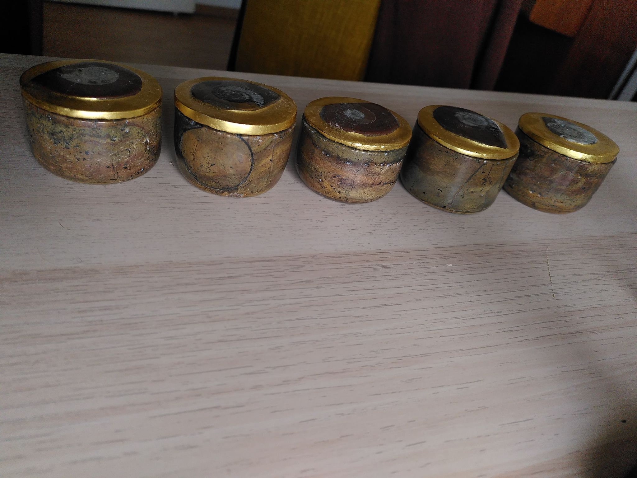 Boite en Ammonite Naturel et Dorure