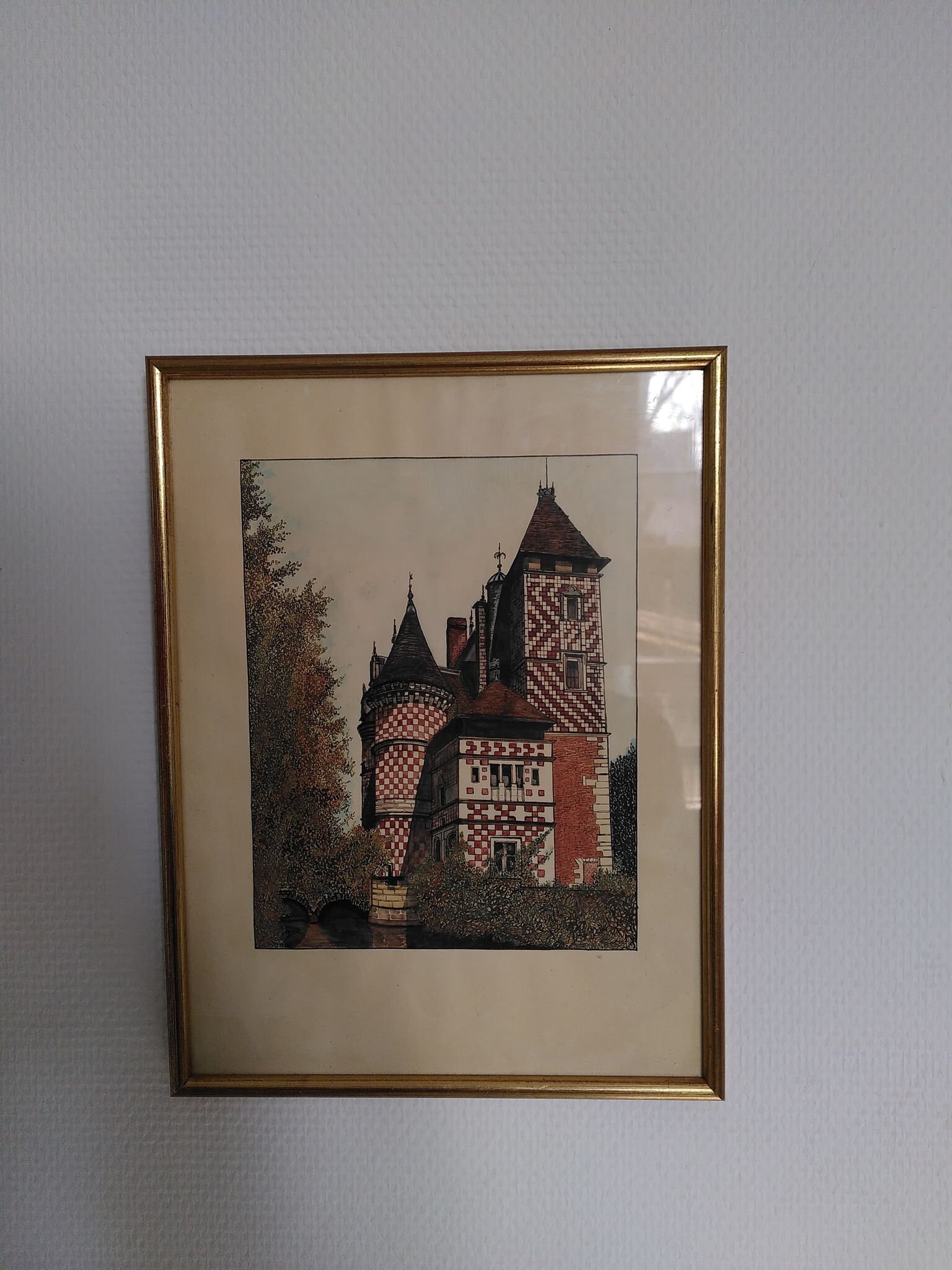 Aquarelle Ancienne Encadrée