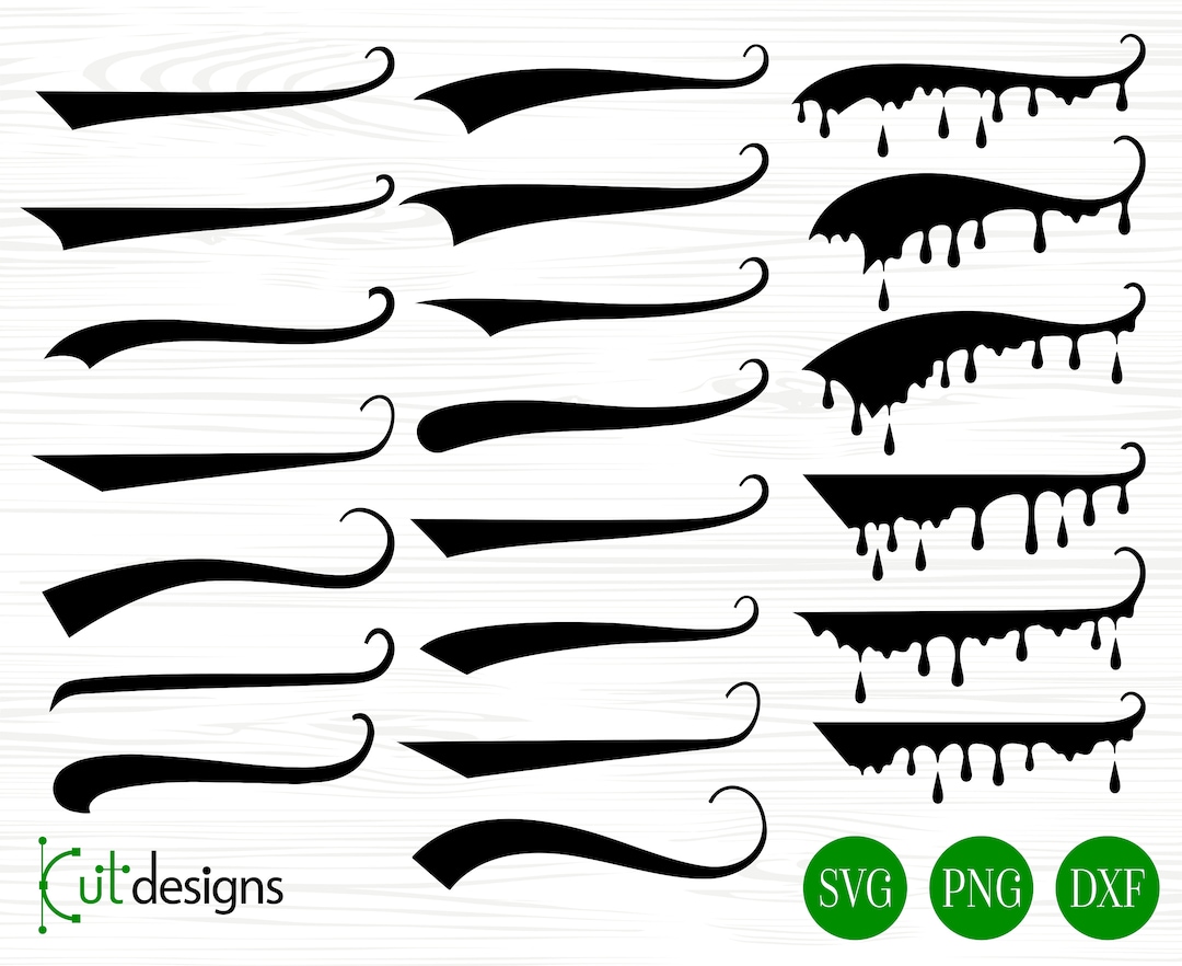 Font tails svg, Text tails svg, text swashes svg, font swash svg, text swoosh  svg. 7 designs of tails