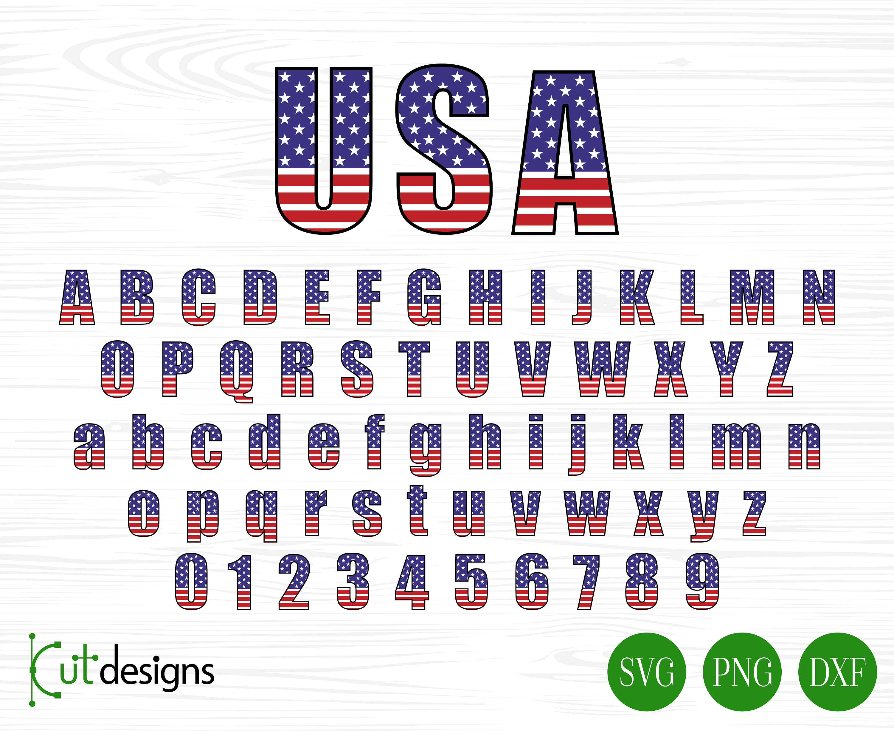 USA Flag Font American Flag Font USA Layered Letters Svg Files Cricut